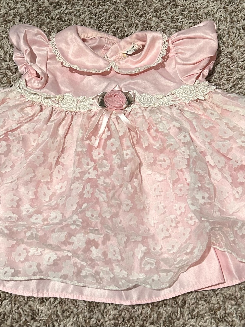 Vintage Baby Pink Floral Lace Party Dress
